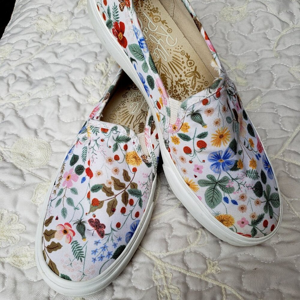 Keds x Rifle Paper Co Floral Slip-On Sneakers in White Multicolor